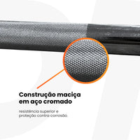Barra Maciça (2.0m) Reta Cromada Recartilhada